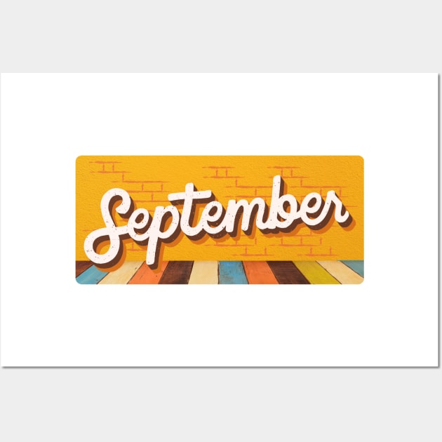September Month Retro Text Wall Art by LThings